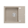 PETER 116 GraniteQ zlewozmywak granitowy pearl beige (beżowy) 1-komorowy z/o (62x50x20) z syfonem i zaślepką + wkładka czarna re