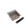 PETER 110 GraniteQ zlewozmywak granitowy soft taupe 1-komorowy z/o (50x52x20) z syfonem i zaślepką + wkładka czarna regulowana