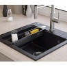 PETER 110 GraniteQ zlewozmywak granitowy soft taupe 1-komorowy z/o (50x52x20) z syfonem i zaślepką + wkładka czarna regulowana