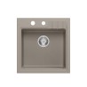 PETER 110 GraniteQ zlewozmywak granitowy soft taupe 1-komorowy z/o (50x52x20) z syfonem i zaślepką + wkładka czarna regulowana