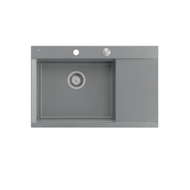 JOSH 111 GraniteQ zlewozmywak 1-komorowy z/o (780x500x215) silver stone / elementy stalowe + PATELNIA WOK TEFAL