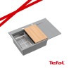 JOSH 111 GraniteQ zlewozmywak 1-komorowy z/o (780x500x215) silver stone / elementy stalowe + PATELNIA WOK TEFAL