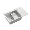 JOSH 111 GraniteQ zlewozmywak 1-komorowy z/o (780x500x215) snow white / elementy stalowe + PATELNIA WOK TEFAL