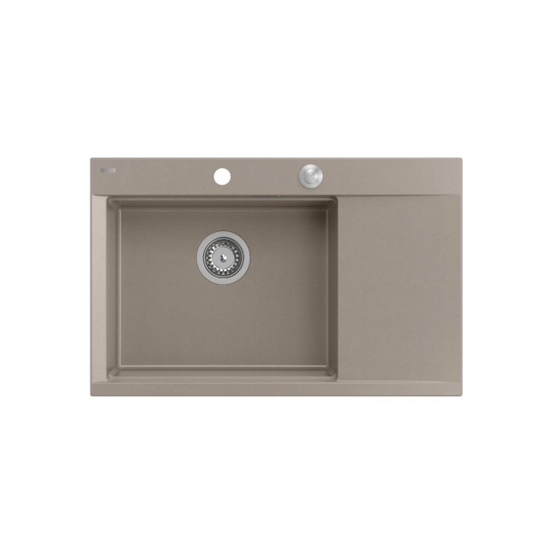 JOSH 111 GraniteQ zlewozmywak 1-komorowy z/o (780x500x215) soft taupe / elementy stalowe + PATELNIA WOK TEFAL