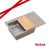 JOSH 111 GraniteQ zlewozmywak 1-komorowy z/o (780x500x215) soft taupe / elementy stalowe + PATELNIA WOK TEFAL