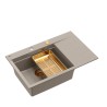 JOSH 111 GraniteQ zlewozmywak 1-komorowy z/o (780x500x215) soft taupe / elementy miedziane + PATELNIA WOK TEFAL