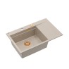 JOSH 111 GraniteQ zlewozmywak 1-komorowy z/o (780x500x215) pearl beige / elementy miedziane + PATELNIA WOK TEFAL