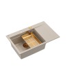 JOSH 111 GraniteQ zlewozmywak 1-komorowy z/o (780x500x215) pearl beige / elementy miedziane + PATELNIA WOK TEFAL