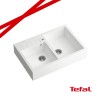 BILL 120 GRANITEQ zlewozmywak nakładany 2-komorowy 900x620x220 mm, snow white / odpływ stalowy + PATELNIA TEFAL WOK