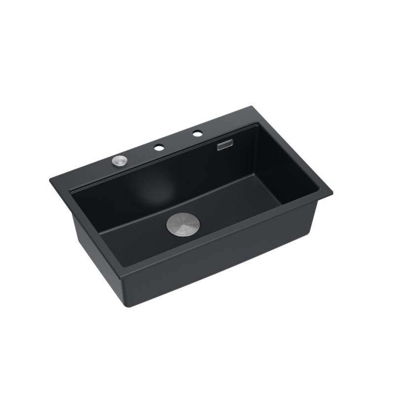 MARC 110 WORKSTATION GraniteQ zlewozmywak 1-komorowy 760*500*235 mm pure carbon / elementy stalowe PATELNIA TEFAL WOK