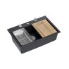 MARC 110 WORKSTATION GraniteQ zlewozmywak 1-komorowy 760*500*235 mm black diamond / elementy stalowe + PATELNIA TEFAL WOK