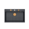 MARC 110 WORKSTATION GraniteQ zlewozmywak 1-komorowy 760*500*235 mm black diamond  / elementy miedziane + PATELNIAWOK TEFAL