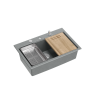 MARC 110 WORKSTATION GraniteQ zlewozmywak 1-komorowy 760*500*235 mm silver stone / elementy stalowe + PATELNIA TEFAL WOK