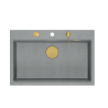 MARC 110 WORKSTATION GraniteQ zlewozmywak 1-komorowy 760*500*235 mm silver stone / elementy złote + PATELNIA WOK TEFAL