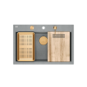 MARC 110 WORKSTATION GraniteQ zlewozmywak 1-komorowy 760*500*235 mm silver stone / elementy miedziane + PATELNIA WOK TEFAL