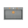 MARC 110 WORKSTATION GraniteQ zlewozmywak 1-komorowy 760*500*235 mm silver stone / elementy miedziane + PATELNIA WOK TEFAL