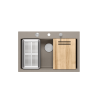 MARC 110 WORKSTATION GraniteQ zlewozmywak 1-komorowy 760*500*235 mm soft taupe / elementy stalowe + PATELNIA WOK TEFAL