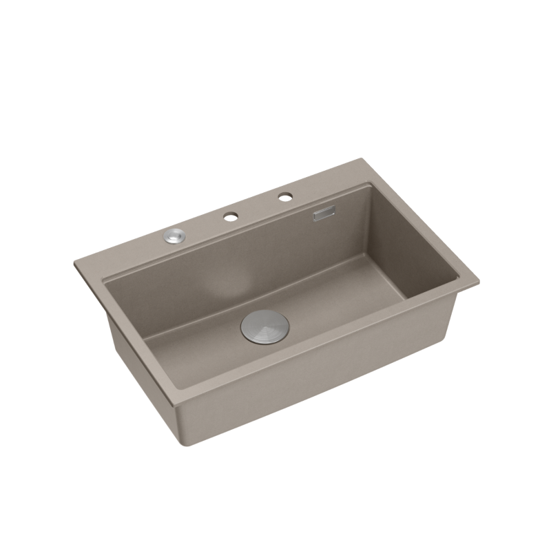 MARC 110 WORKSTATION GraniteQ zlewozmywak 1-komorowy 760*500*235 mm soft taupe / elementy stalowe + PATELNIA WOK TEFAL