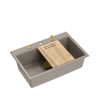 MARC 110 WORKSTATION GraniteQ zlewozmywak 1-komorowy 760*500*235 mm soft taupe  / elementy złote + PATELNIA TEFAL WOK