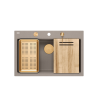 MARC 110 WORKSTATION GraniteQ zlewozmywak 1-komorowy 760*500*235 mm soft taupe / elementy miedziane + PATELNIA WOK TEFAL