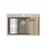 MARC 110 WORKSTATION GraniteQ zlewozmywak 1-komorowy 760*500*235 mm pearl beige / elementy stalowe + PATELNIA TEFAL WOK