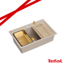 MARC 110 WORKSTATION GraniteQ zlewozmywak 1-komorowy 760*500*235 mm pearl beige / elementy miedziane + PATELNIA WOK TEFAL