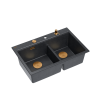 MARC 120 WORKSTATION GraniteQ zlewozmywak 2-komorowy 760*500*235 mm black diamond / elementy miedziane + PATELNIA WOK TEFAL