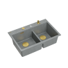 MARC 120 WORKSTATION GraniteQ zlewozmywak 2-komorowy 760*500*235 mm silver stone / elementy złote + PATELNIA TEFAL WOK
