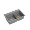 MARC 120 WORKSTATION GraniteQ zlewozmywak 2-komorowy 760*500*235 mm silver stone / elementy miedziane + PATELNIA TEFAL WOK