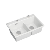 MARC 120 WORKSTATION GraniteQ zlewozmywak 2-komorowy 760*500*235 mm snow white / elementy stalowe + PATELNIA TEFAL WOK