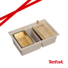 MARC 120 WORKSTATION GraniteQ zlewozmywak 2-komorowy 760*500*235 mm pearl beige / elementy miedziane + PATELNAI WOK TEFAL