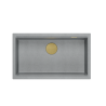 LOGAN 110 GraniteQ zlewozmywak silver stone 76x45x23,5 cm 1-komorowy wpuszczany z syfonem manualnym złoty + PATELNIA TEFAL WOK