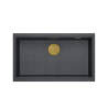 LOGAN 110 GraniteQ zlewozmywak black diamond 76x45x23,5 cm 1-komorowy podwieszany z syfonem manualnym złoty + PATELNAI TEFAL WOK