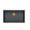 LOGAN 110 GraniteQ zlewozmywak black diamond 76x45x23,5 cm 1-komorowy podwieszany z syfonem manualnym miedziany + PATELNIA TEFAL