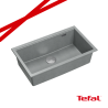 LOGAN 110 GraniteQ zlewozmywak silver stone 76x45x23,5 cm 1-komorowy pod/ z syfonem stal+ PATELNIA WOK