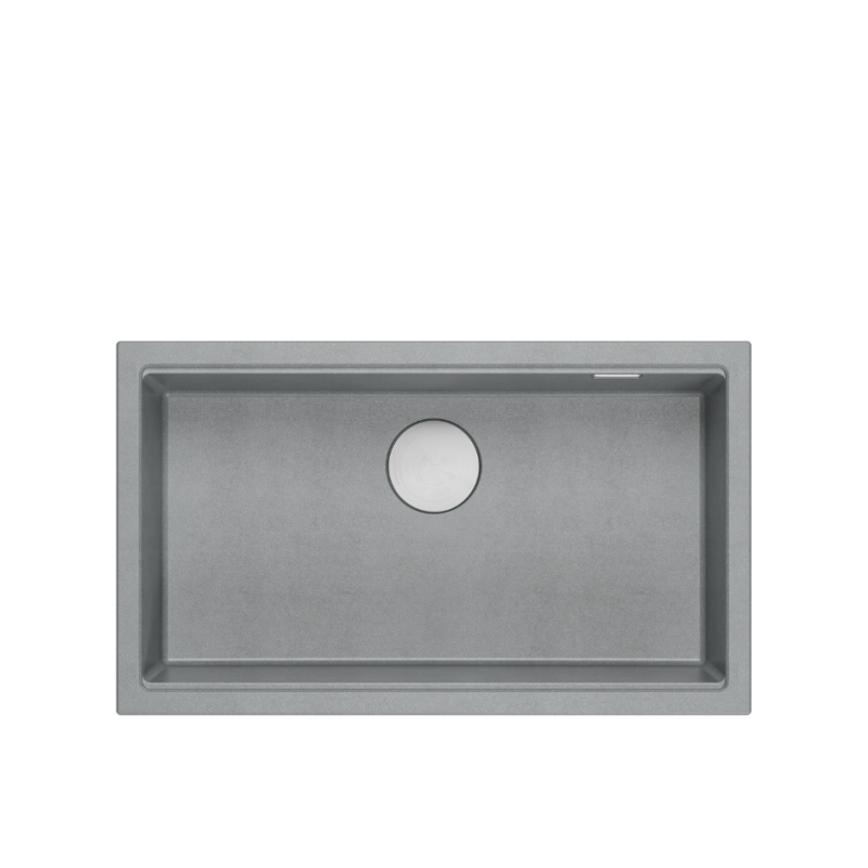 LOGAN 110 GraniteQ zlewozmywak silver stone 76x45x23,5 cm 1-komorowy pod/ z syfonem stal+ PATELNIA WOK
