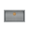 LOGAN 110 GraniteQ zlewozmywak silver stone 76x45x23,5 cm 1-komorowy podwieszany z syfonem manualnym miedziany + PATELNIA WOK TE