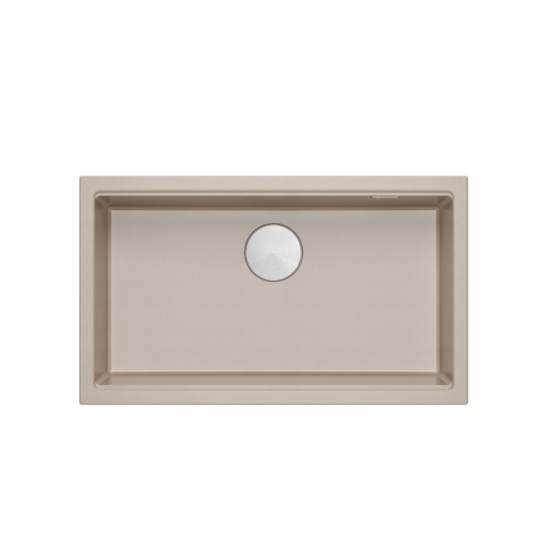 LOGAN 110 GraniteQ zlewozmywak pearl beige 76x45x23,5 cm 1-komorowy pod/ z syfonem stal+ PATELNIA WOK