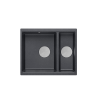 LOGAN 150 GraniteQ zlewozmywak black diamond 56x46x22 cm 1,5-komorowy b/o podwieszany + syfon stal+ PATELNIA INDUKCJA