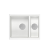 LOGAN 150 GraniteQ zlewozmywak snow white 56x46x22 cm 1,5-komorowy b/o podwieszany + syfon stal + PATELNIA INDUKCJA