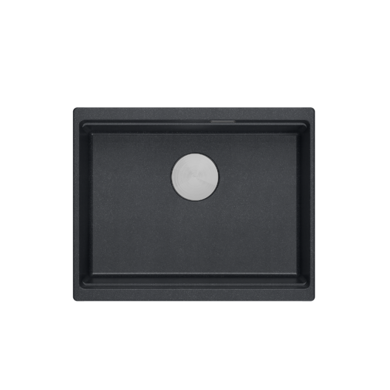 LOGAN 100 GraniteQ zlewozmywak black diamond 56x45x21,5 cm 1-komorowy podwieszany z syfonem stal+ PATELNIA INDUKCJA