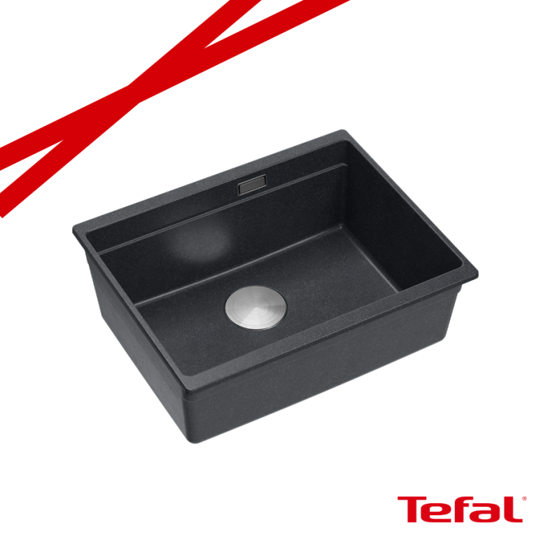 LOGAN 100 GraniteQ zlewozmywak black diamond 56x45x21,5 cm 1-komorowy podwieszany z syfonem stal+ PATELNIA INDUKCJA