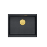 LOGAN 100 GraniteQ zlewozmywak black diamond 56x45x21,5 cm 1-komorowy podwieszany z syfonem złoty+ PATELNIA INDUKCJA