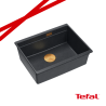 LOGAN 100 GraniteQ zlewozmywak black diamond 56x45x21,5 cm 1-komorowy pod/ z syfonem miedziany+ PATELNIA INDUKCJA