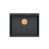 LOGAN 100 GraniteQ zlewozmywak black diamond 56x45x21,5 cm 1-komorowy pod/ z syfonem miedziany+ PATELNIA INDUKCJA