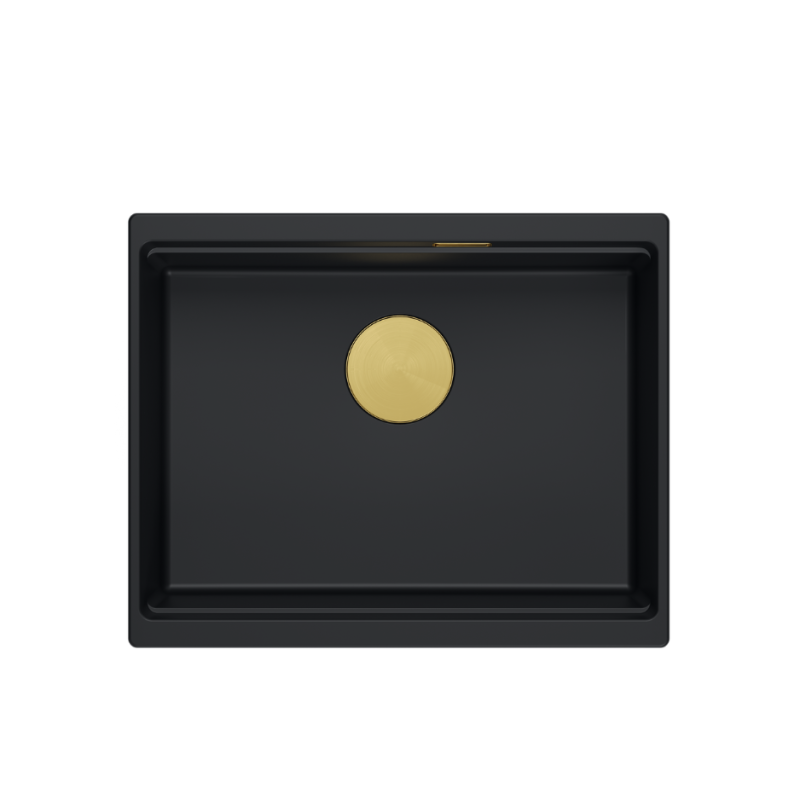 LOGAN 100 GraniteQ zlewozmywak pure carbon 56x45x21,5 cm 1-komorowy podwieszany z syfonem manualnym złoty + PATELNIA TEFAL INDUK