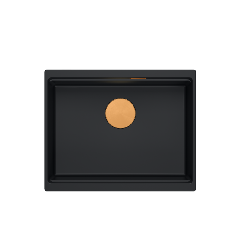 LOGAN 100 GraniteQ zlewozmywak pure carbon 56x45x21,5 cm 1-komorowy pod/ z syfonem miedziany + PATELNIA INDUKCJA