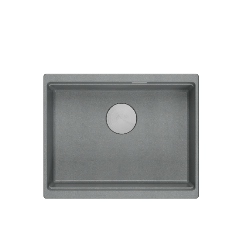LOGAN 100 GraniteQ zlewozmywak silver stone 56x45x21,5 cm 1-komorowy podwieszany z syfonem stal + PATELNIA INDUKCJA