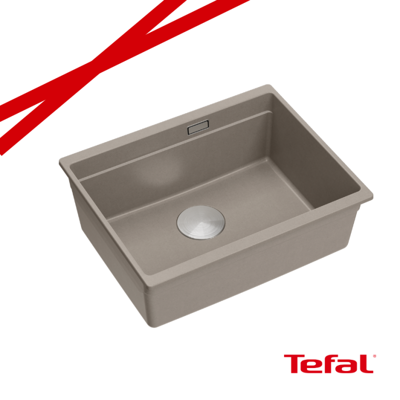 LOGAN 100 GraniteQ zlewozmywak soft taupe 56x45x21,5 cm 1-komorowy podwieszany z syfonem stal  + PATELNIA INDUKCJA