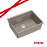 LOGAN 100 GraniteQ zlewozmywak soft taupe 56x45x21,5 cm 1-komorowy podwieszany z syfonem stal  + PATELNIA INDUKCJA